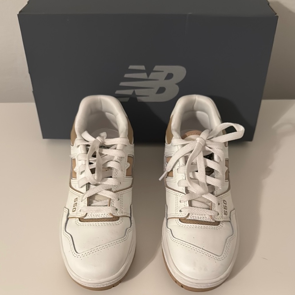 New Balance White and Tan 550